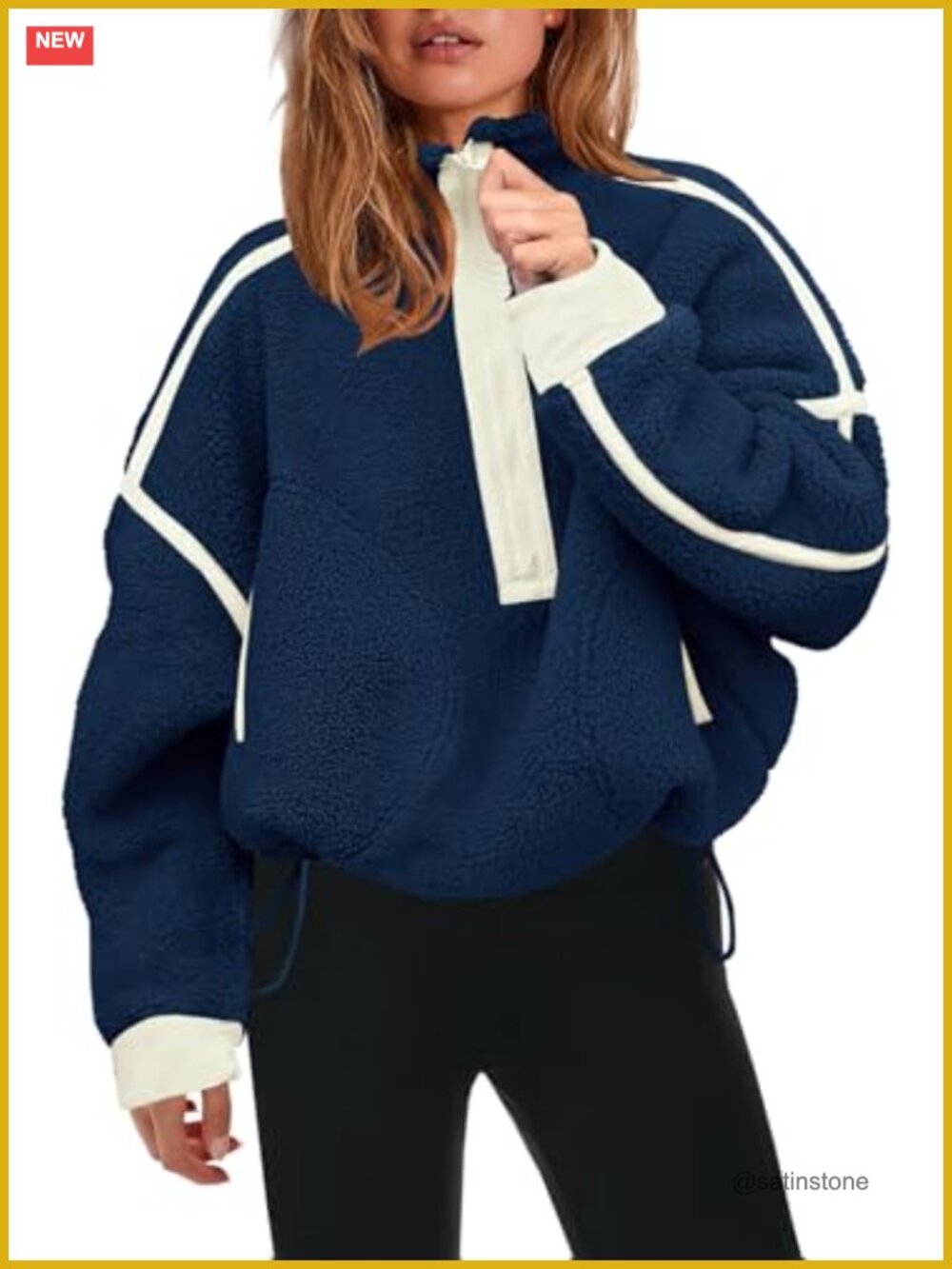 Womens Half Zip Fleece Pullover Sherpa Jacket Long Sleeve Zip Pockets